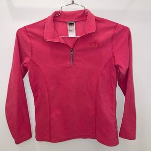 The North Face Quarter Zip Fleece Pullover in Pink Size Large